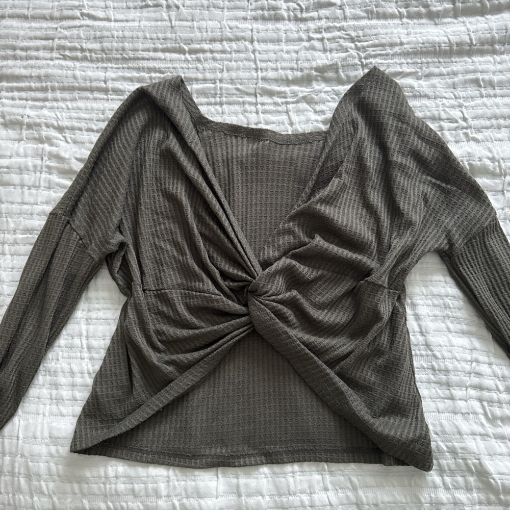 Active USA Olive Twist Front Sweater